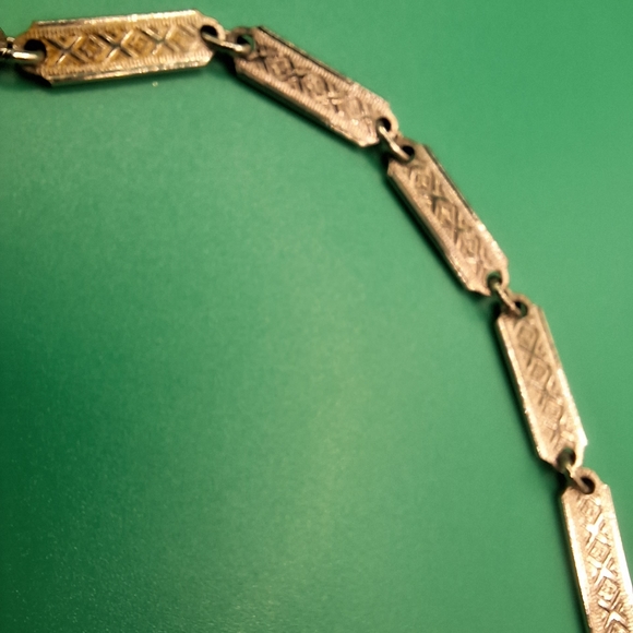 WHITING & DAVIS STATEMENT SILVER TONE FAUX TURQUOISE NECKLACE - Picture 9 of 11